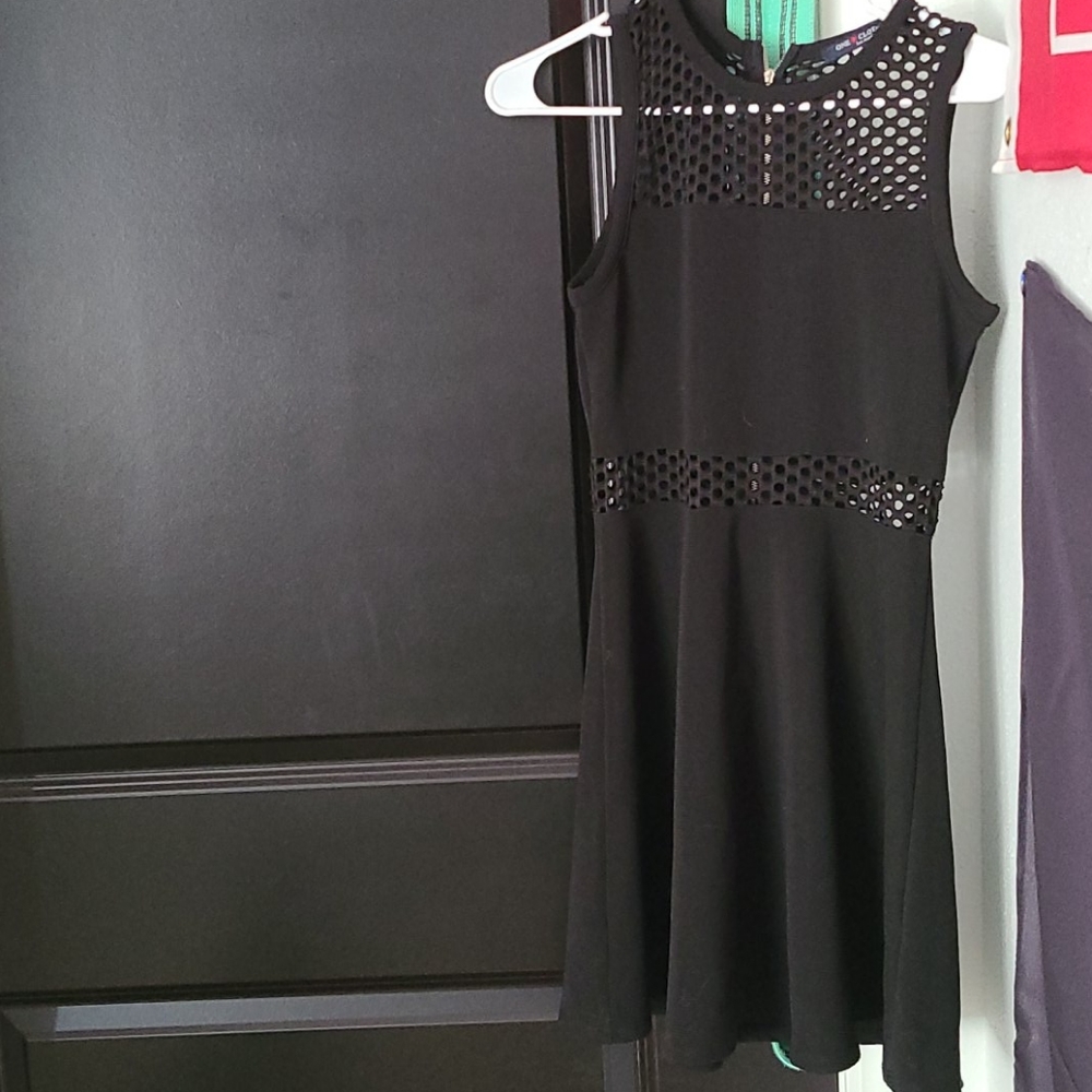 Black Cutt Out Mid Length Dress